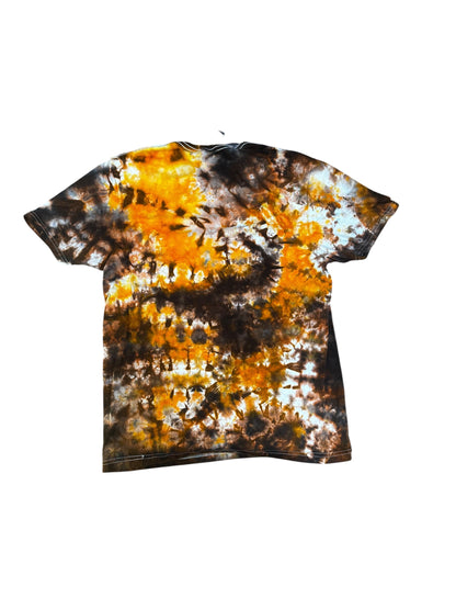 Adult Medium Brown and Orange Scrunch Ice Dye Tie Dye Shirt