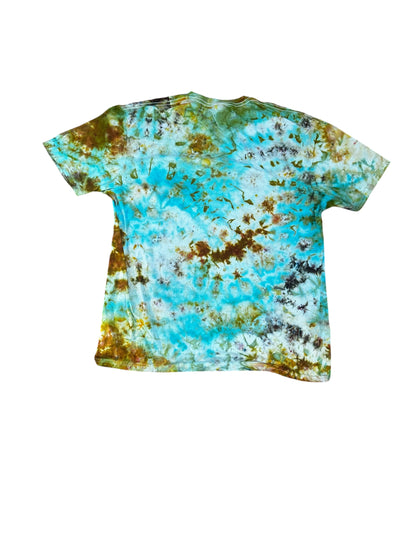 Adult XL Blue Black and Brown Scrunch Ice Dye Tie Dye Shirt