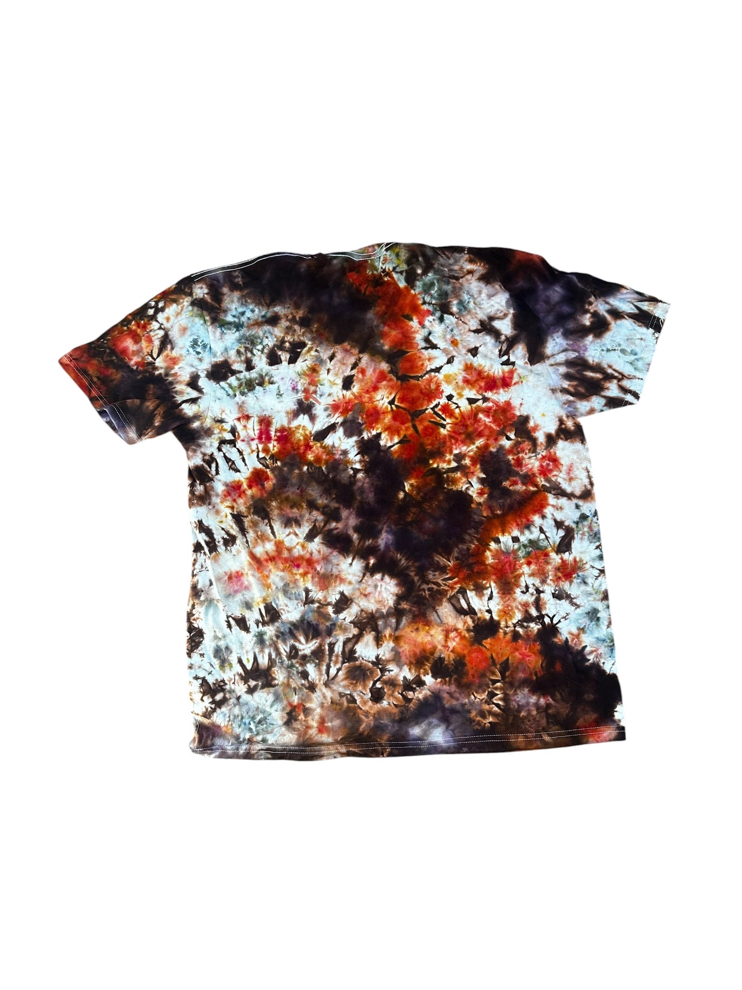 Adult XL Brown Black and Red Scrunch Ice Dye Tie Dye Shirt