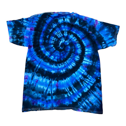 Youth XL Blue and Black Spiral Ice Dye Tie Dye