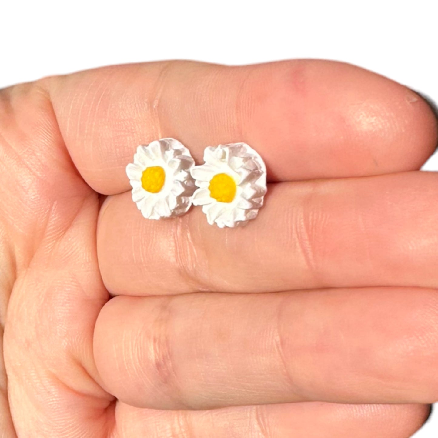 White | Purple Hypoallergenic Flower Stud Clay Earrings