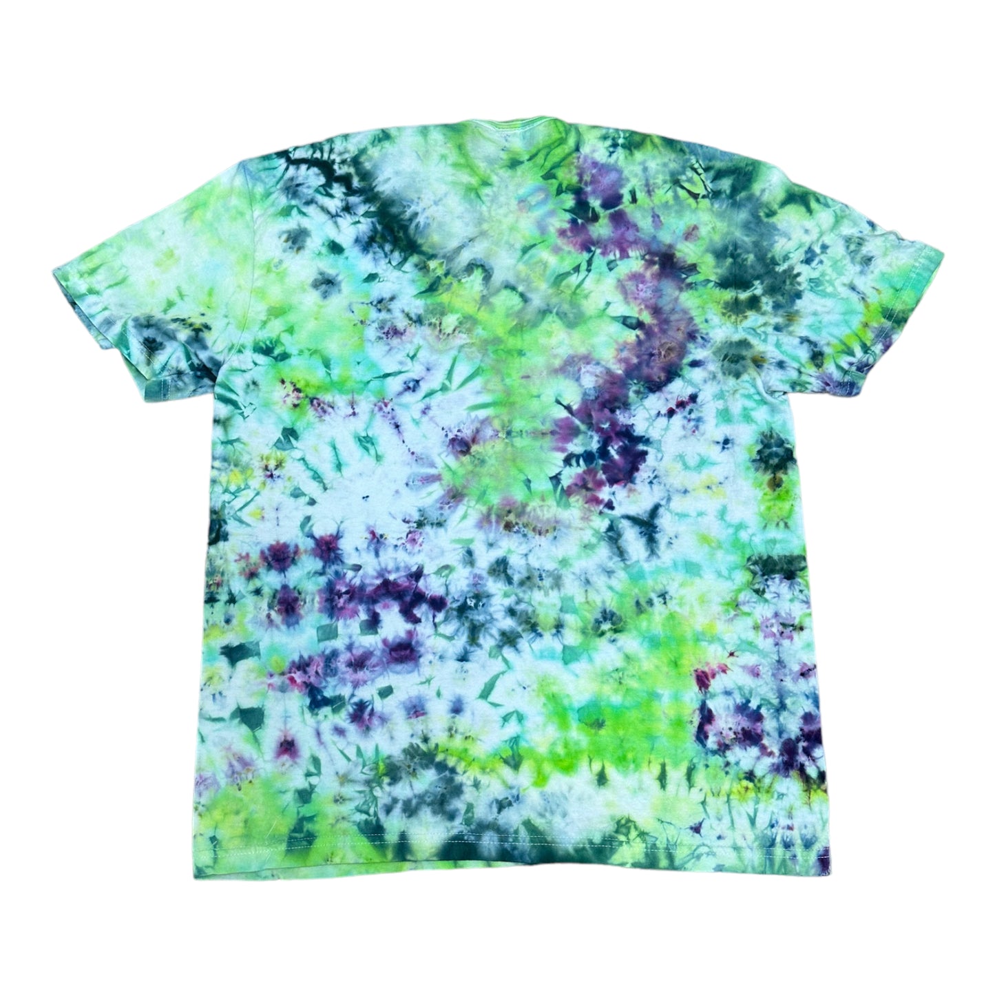 Adult Large Green and Purple Scrunch Ice Dye Tie Dye Shirt