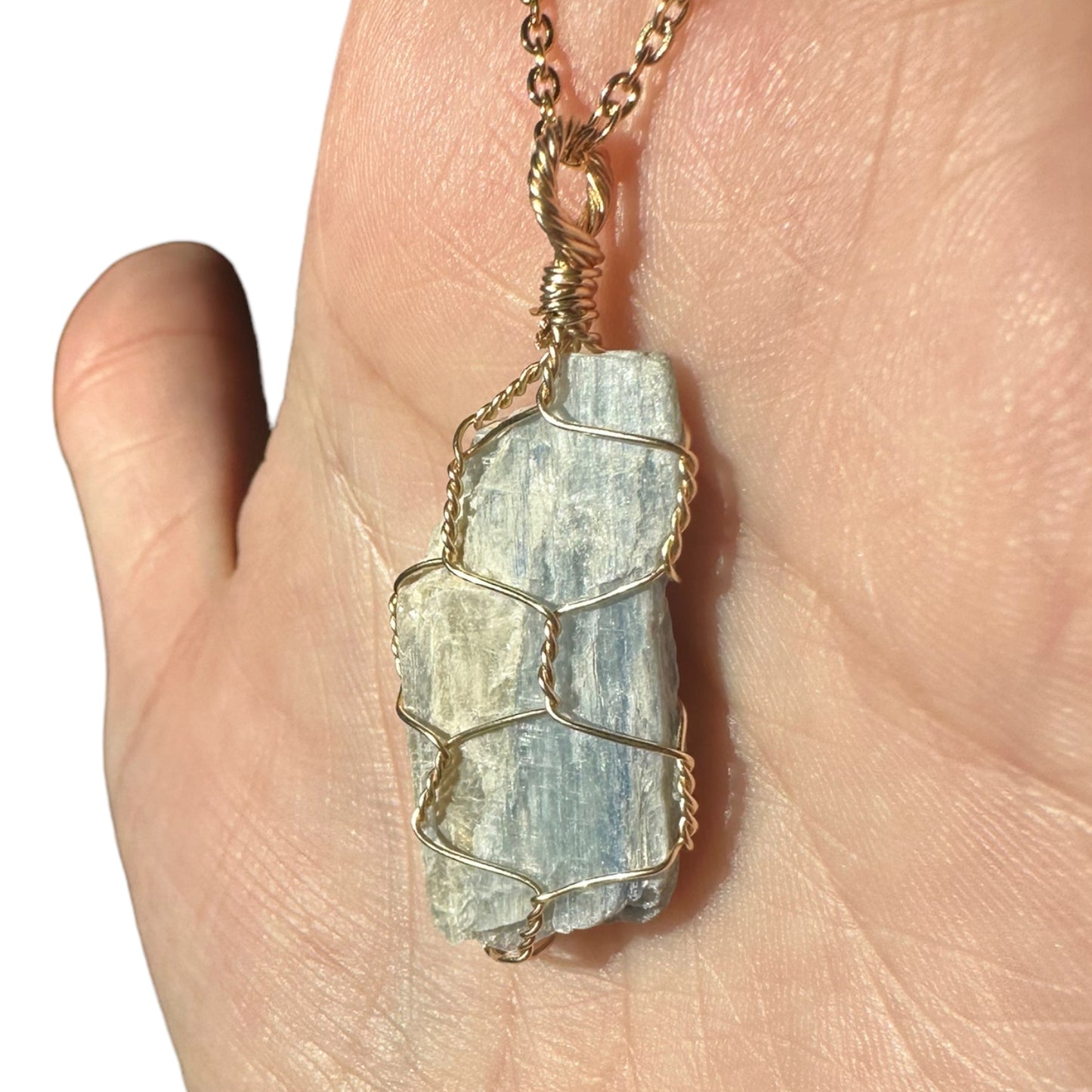 Sterling Silver | 14KT Gold Filled Raw Kyanite Wire Cage Pendant