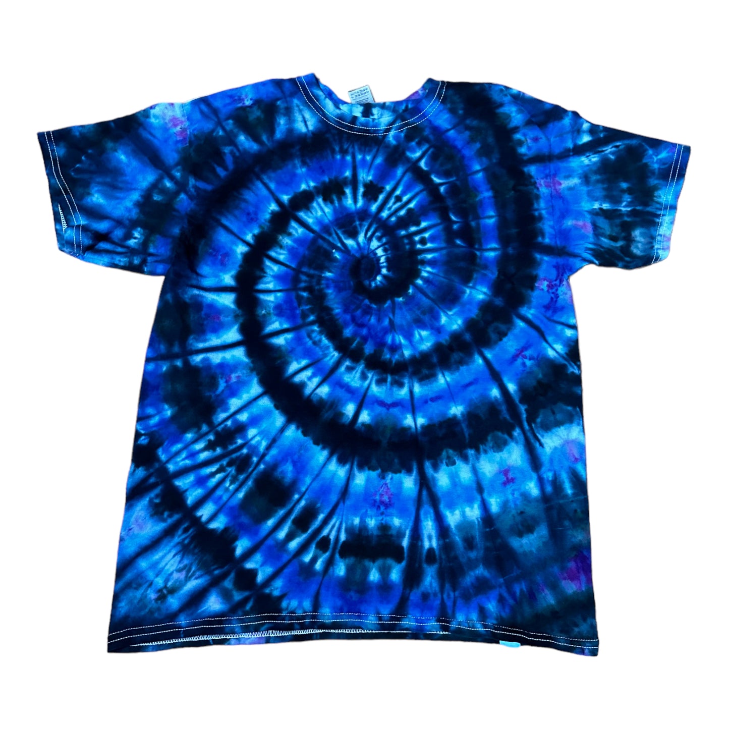 Youth XL Blue and Black Spiral Ice Dye Tie Dye