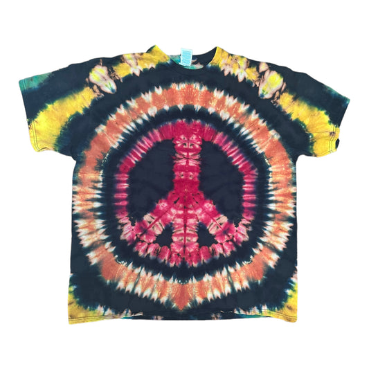 Adult XL Rainbow Peace Sign Reverse Tie Dye Shirt