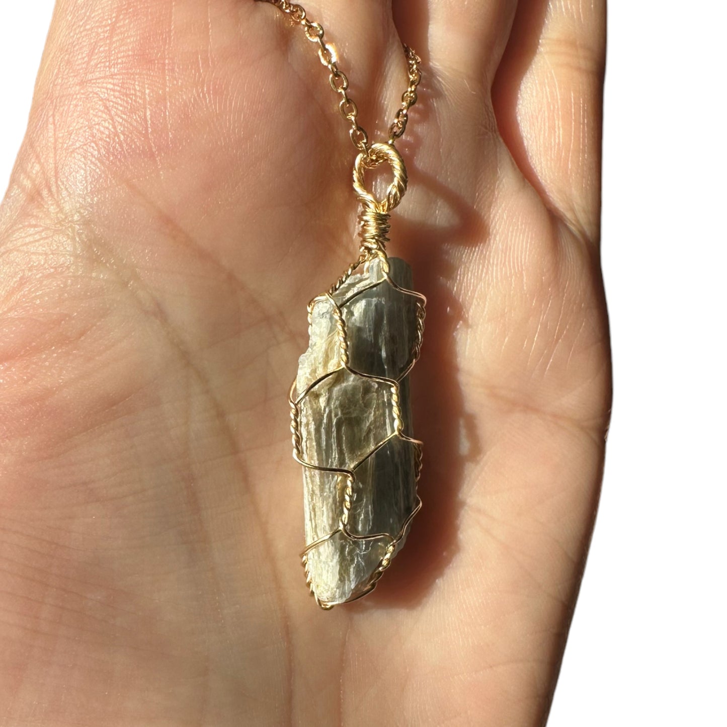 Sterling Silver | 14KT Gold Filled Raw Kyanite Wire Cage Pendant