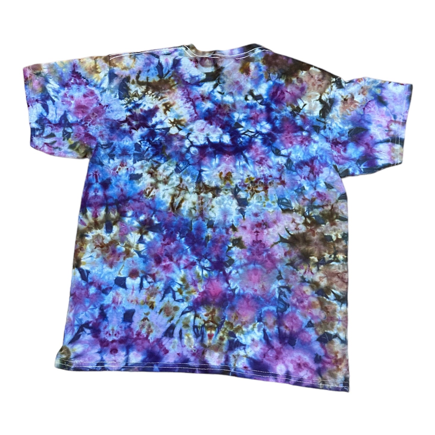 Youth XL Brown Blue Purple and Pink Scrunch Ice Dye Tie Dye