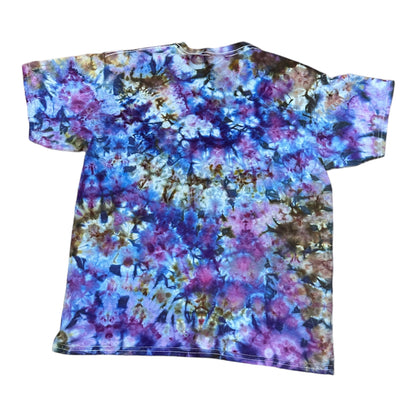Youth XL Brown Blue Purple and Pink Scrunch Ice Dye Tie Dye