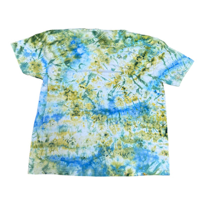 Adult 2XL Green and Blue Scrunch Ice Dye Tie Dye Shirt