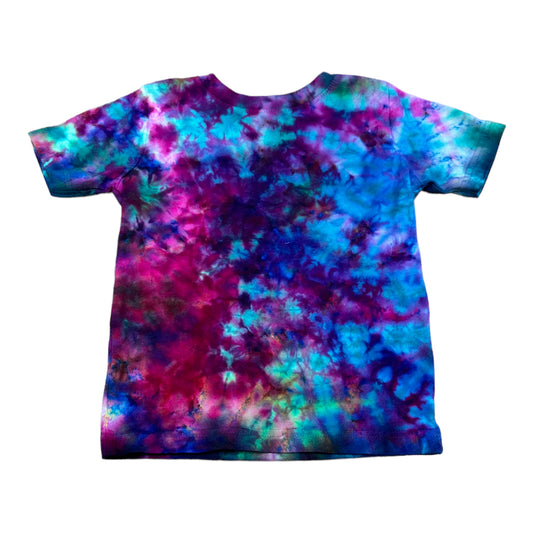Toddler 2T Purple Green and Turquoise Blue Scrunch Ice Dye Tie Dye Shirt