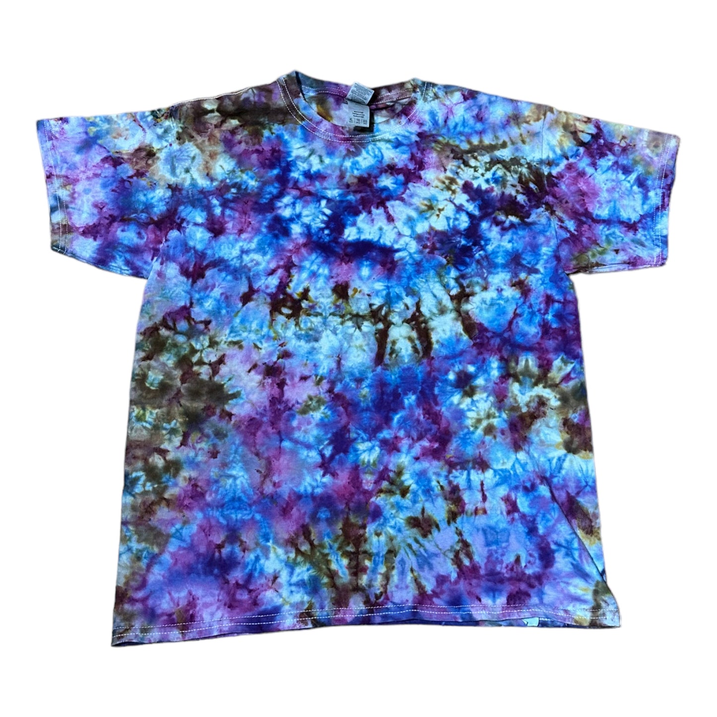 Youth XL Brown Blue Purple and Pink Scrunch Ice Dye Tie Dye