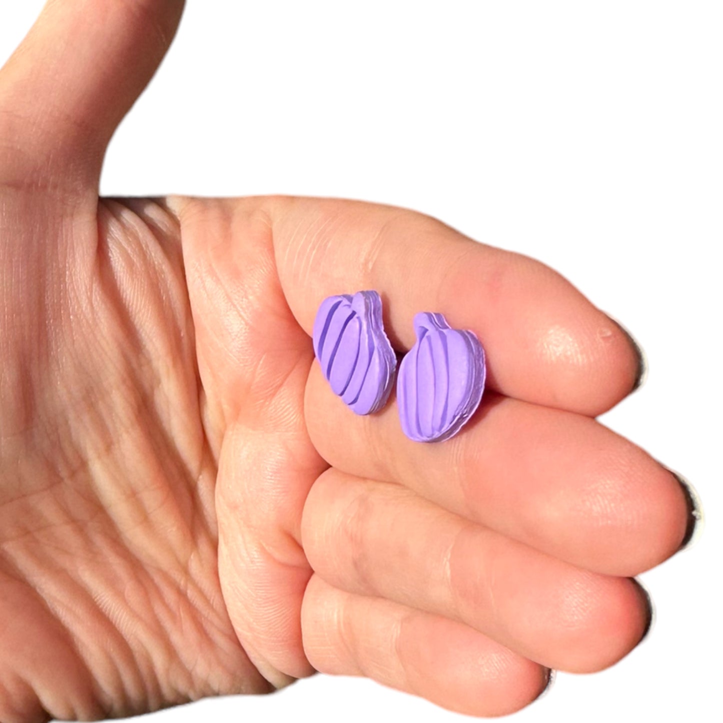 Orange | Purple Hypoallergenic Pumpkin Stud Clay Earrings