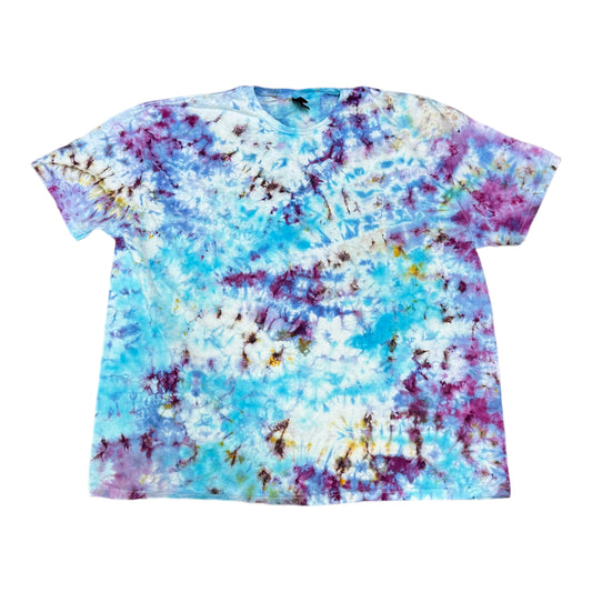 Adult 4XL Purple and Blue Scrunch Ice Dye Tie Dye Shirt