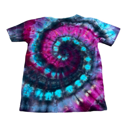 Toddler 2T Purple Black and Aqua Blue Spiral Ice Dye Tie Dye Shirt