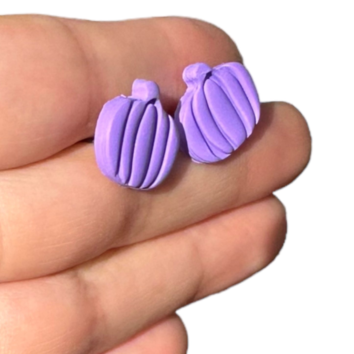 Orange | Purple Hypoallergenic Pumpkin Stud Clay Earrings