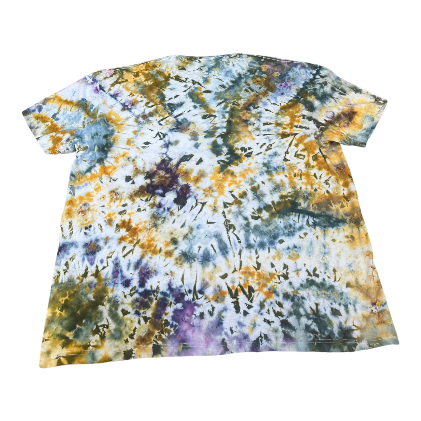 Adult 4XL Navy Blue Golden Yellow and Purple Scrunch Ice Dye Tie Dye Shirt