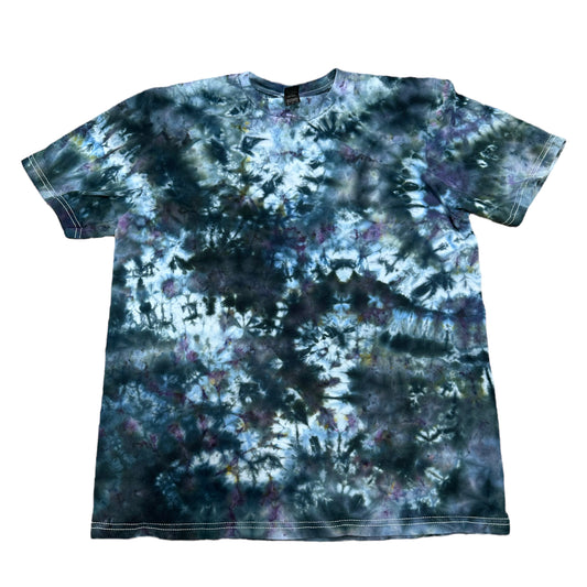 Adult Medium Black and Blue Scrunch Ice Dye Tie Dye Shirt