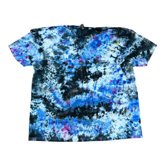 Adult 4XL Black and Blue Scrunch Ice Dye Tie Dye Shirt