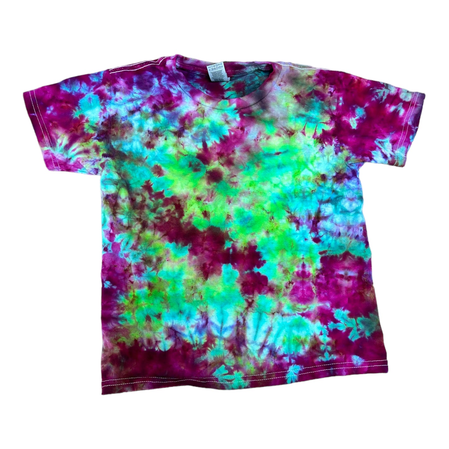 Youth XS Purple Green Yellow and Blue Scrunch Ice Dye Tie Dye