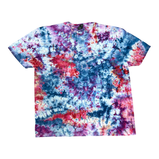 Adult 2XL Blue Pink and Purple Scrunch Ice Dye Tie Dye Shirt