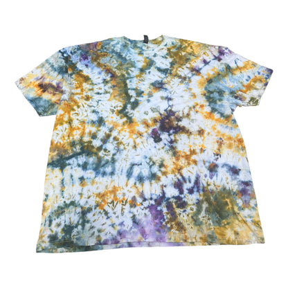 Adult 4XL Navy Blue Golden Yellow and Purple Scrunch Ice Dye Tie Dye Shirt
