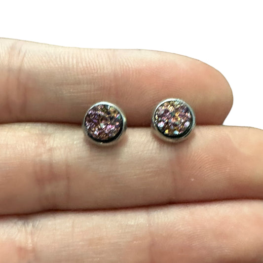 6MM Hypoallergenic Metallic Multi-Color Druzy Earring Studs