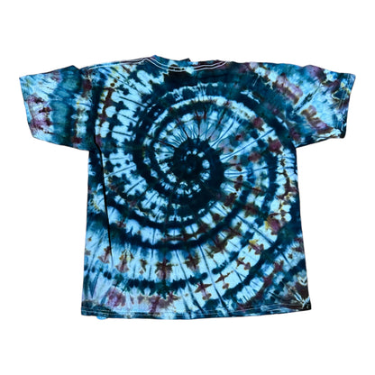Youth Large Blue Brown and Black Spiral Ice Dye Tie Dye
