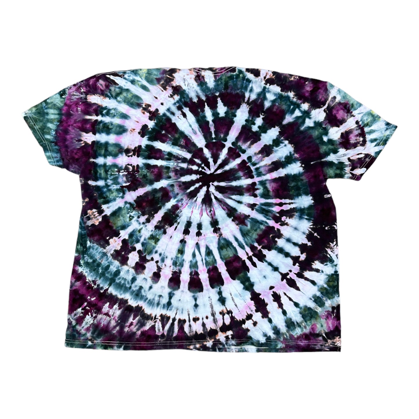 Adult 4XL Green Black and Eggplant Purple Spiral Ice Dye Tie Dye Shirt*