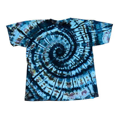 Youth Large Blue Brown and Black Spiral Ice Dye Tie Dye