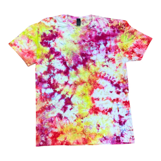 Adult Medium Purple Yellow and Orange Scrunch ice Dye Tie Dye Shirt