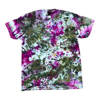 Adult Medium Olive Green and Purple Scrunch Ice Dye Tie Dye Shirt