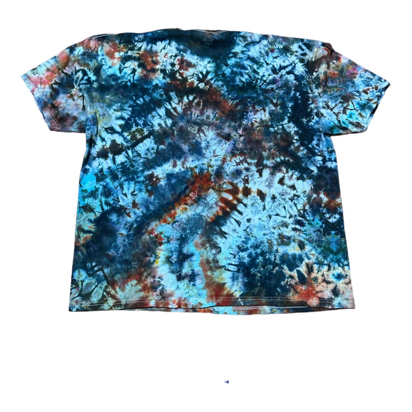 Adult 3XL Black Orange and Blue Scrunch Ice Dye Tie Dye Shirt