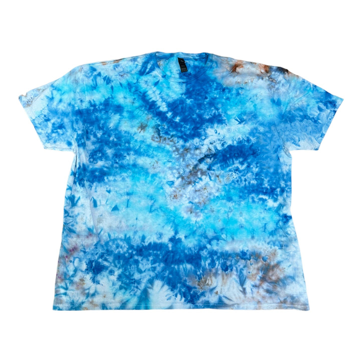 Adult 3XL Blues and Gray Scrunch Ice Dye Tie Dye Shirt