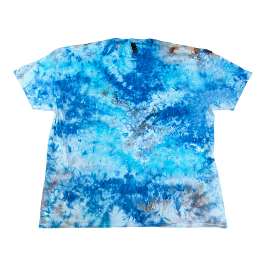 Adult 3XL Blues and Gray Scrunch Ice Dye Tie Dye Shirt