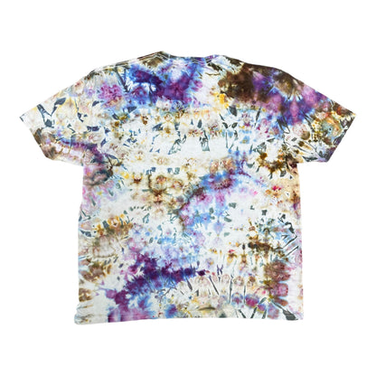 Adult 2XL Blue Purple Brown Yellow and Green Scrunch Ice Dye Tie Dye Shirt