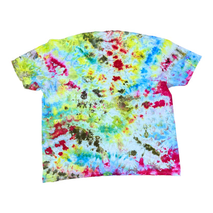 Adult 3XL Yellow Purple Blue and Green Scrunch Ice Dye Tie Dye Shirt