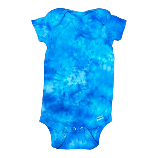 Infant 6-9 Months Blue Hues Scrunch Ice Dye Tie Dye Onesie