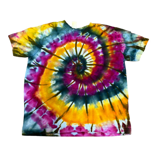 Toddler 4T Golden Yellow Black/Blue and Purple Spiral Ice Dye Tie Dye Shirt