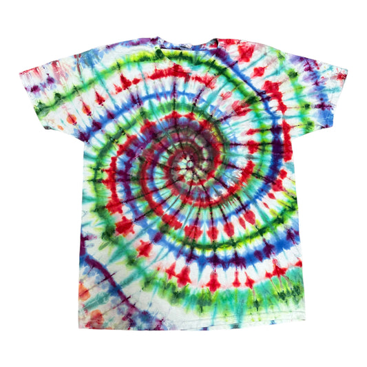 Adult Large Green Red Blue and Purple Spiral Ice Dye Tie Dye Shirt