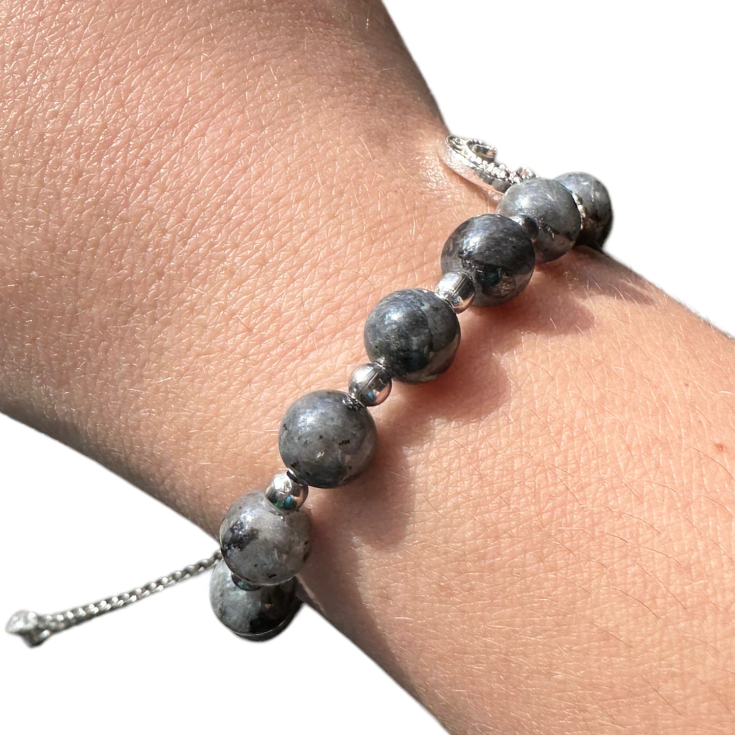 Larvikite Adjustable Moon/Star Crystal Bracelet