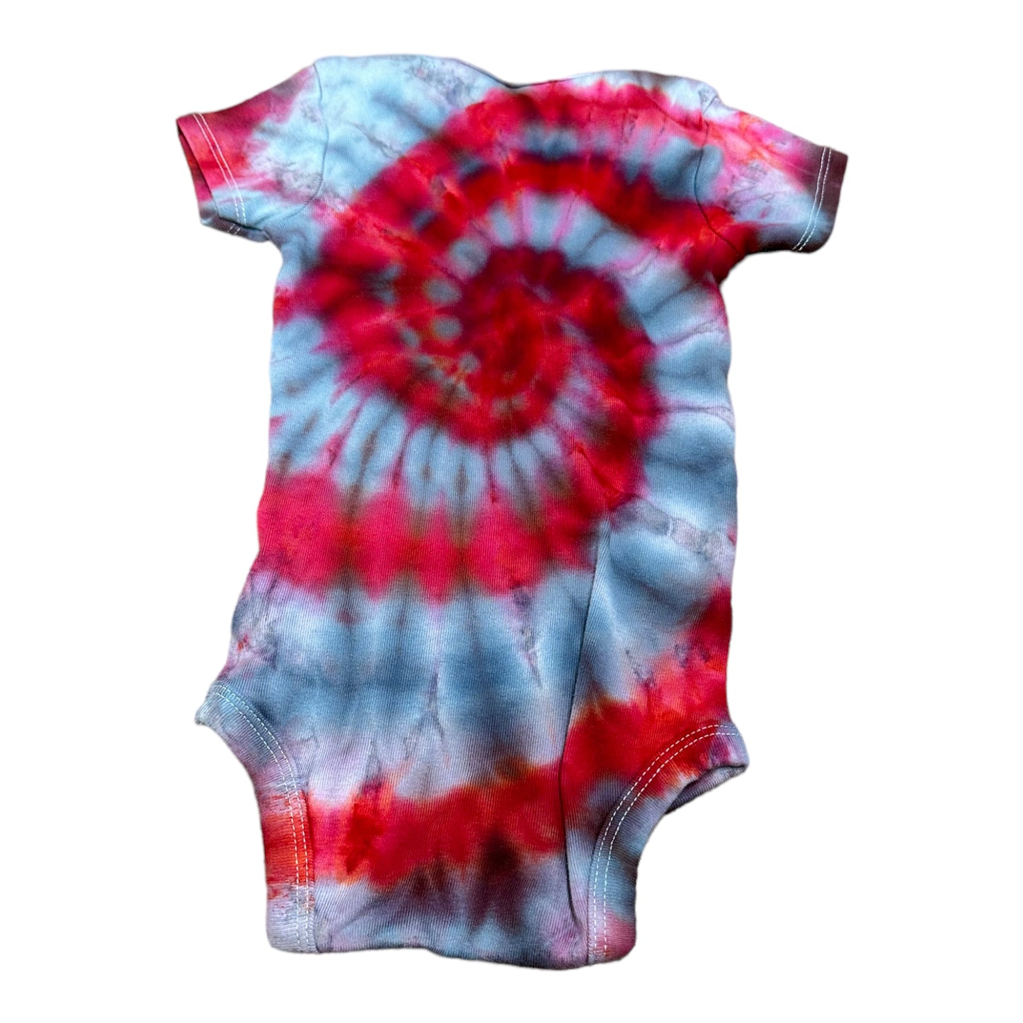 Infant 12 Month Gray Red and Black Spiral Ice Dye Tie Dye Onesie*