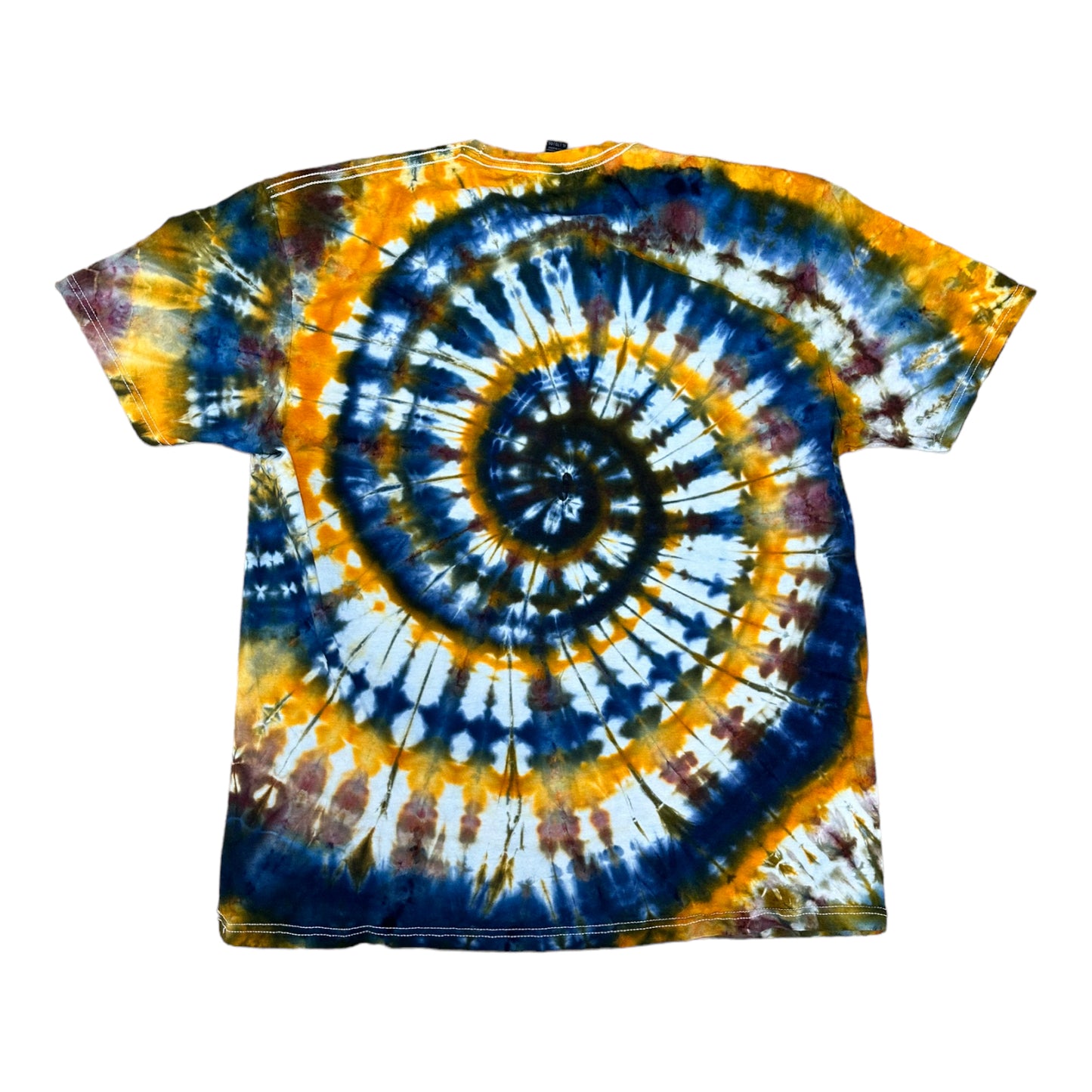 Adult XL Green Blue and Yellow Spiral Ice Dye Tie Dye Shirt