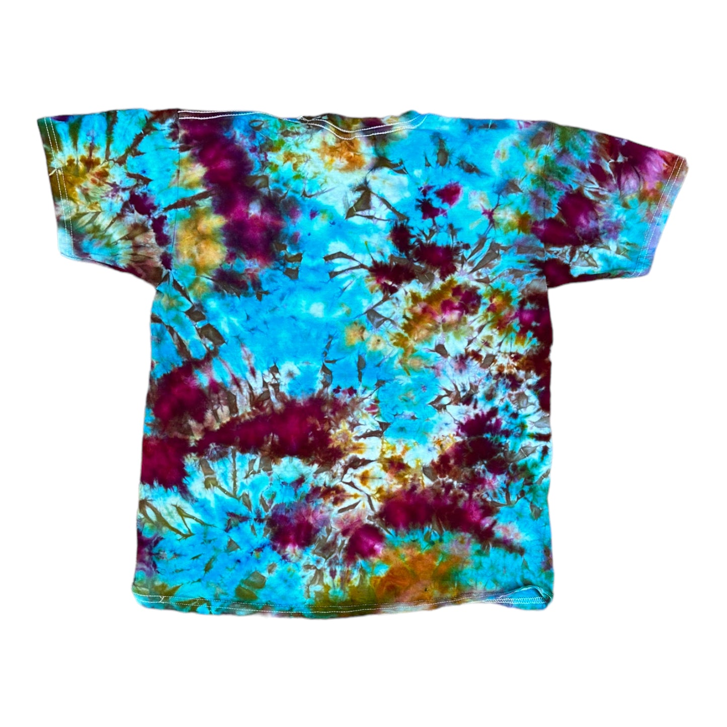 Youth Large Turquoise Fuchsia Golden Yellow and Green Scrunch Ice Dye Tie Dye