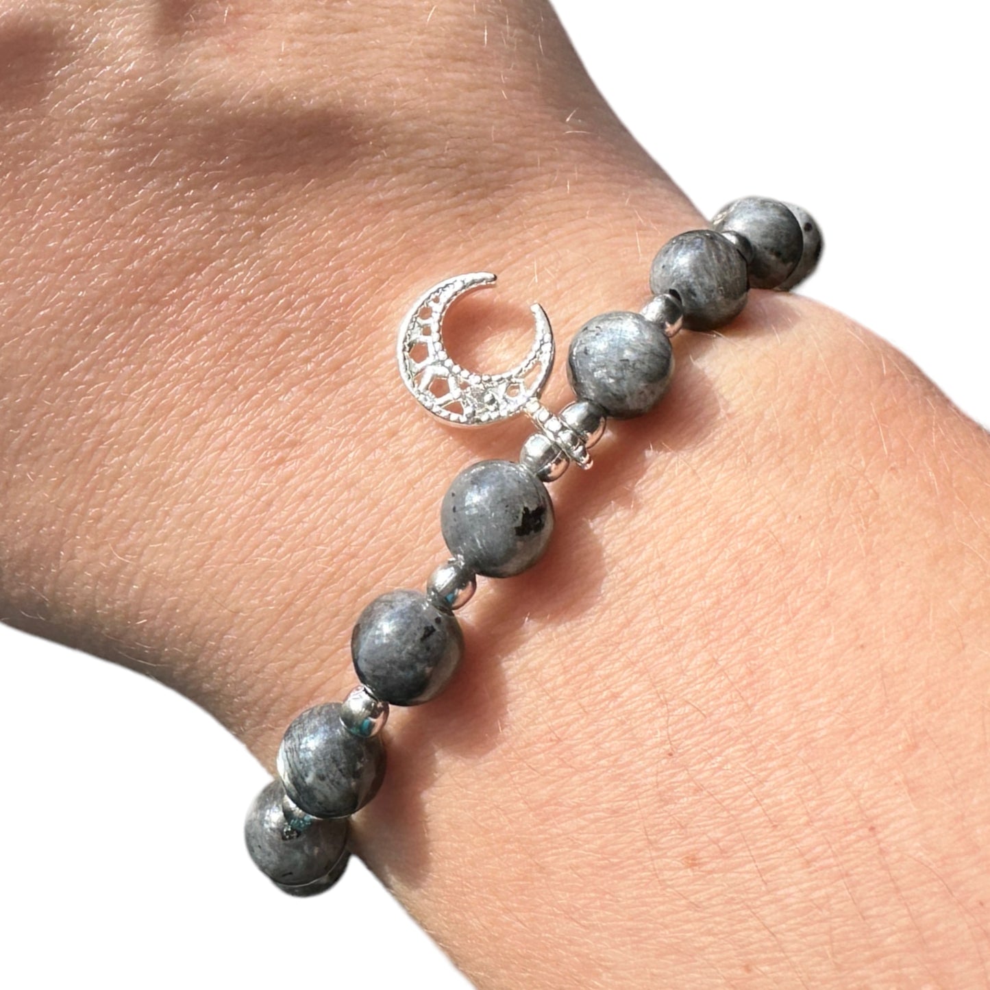 Larvikite Adjustable Moon/Star Crystal Bracelet