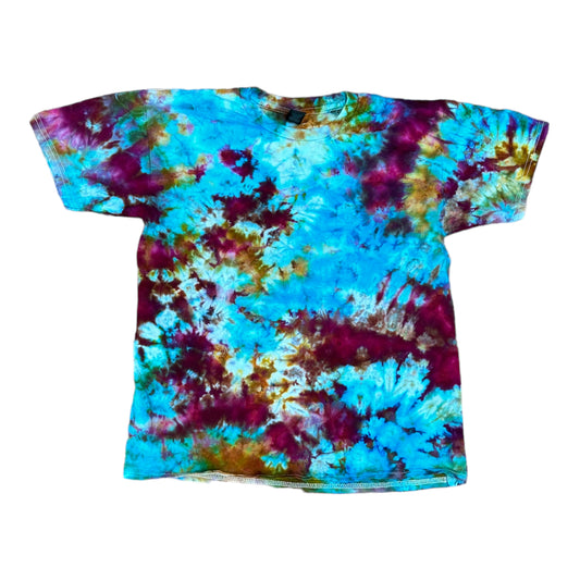 Youth Large Turquoise Fuchsia Golden Yellow and Green Scrunch Ice Dye Tie Dye