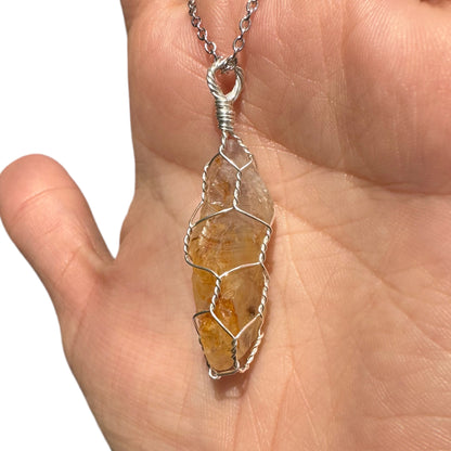 Sterling Silver | 14KT Gold Filled Wire Wrapped Raw Golden Healer Caged Pendant