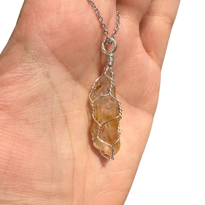 Sterling Silver | 14KT Gold Filled Wire Wrapped Raw Golden Healer Caged Pendant