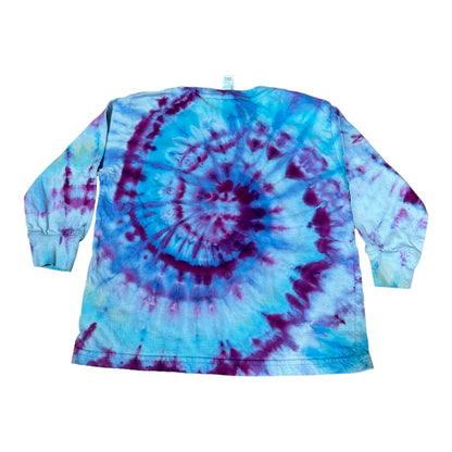 Toddler 4T Purple and Turquoise Blue Spiral Ice Dye Tie Dye Long Sleeve Shirt