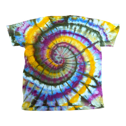 Toddler 3T Yellow  Blue and Teal Blue Spiral Ice Dye Tie Dye Shirt