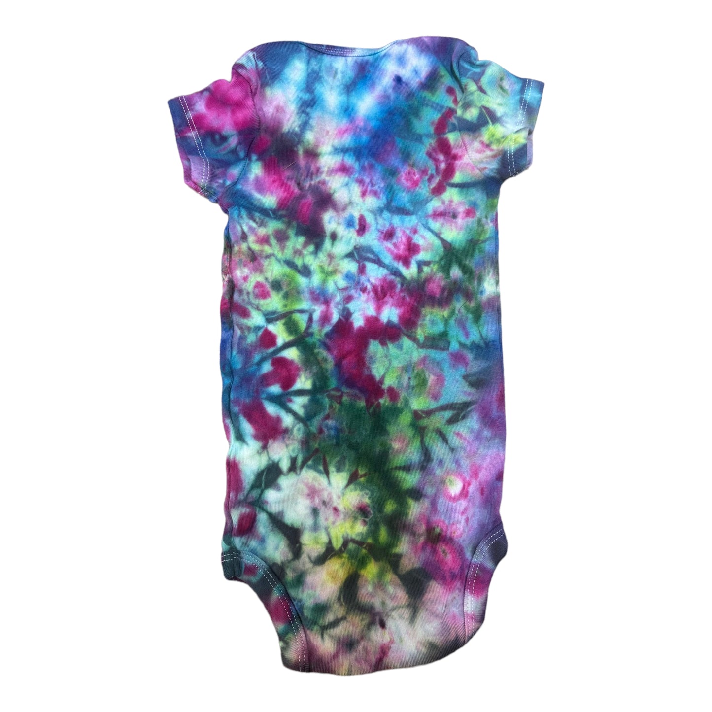 Infant 12 Months Green Blue and Purple Spiral Ice Dye Tie Dye Onesie